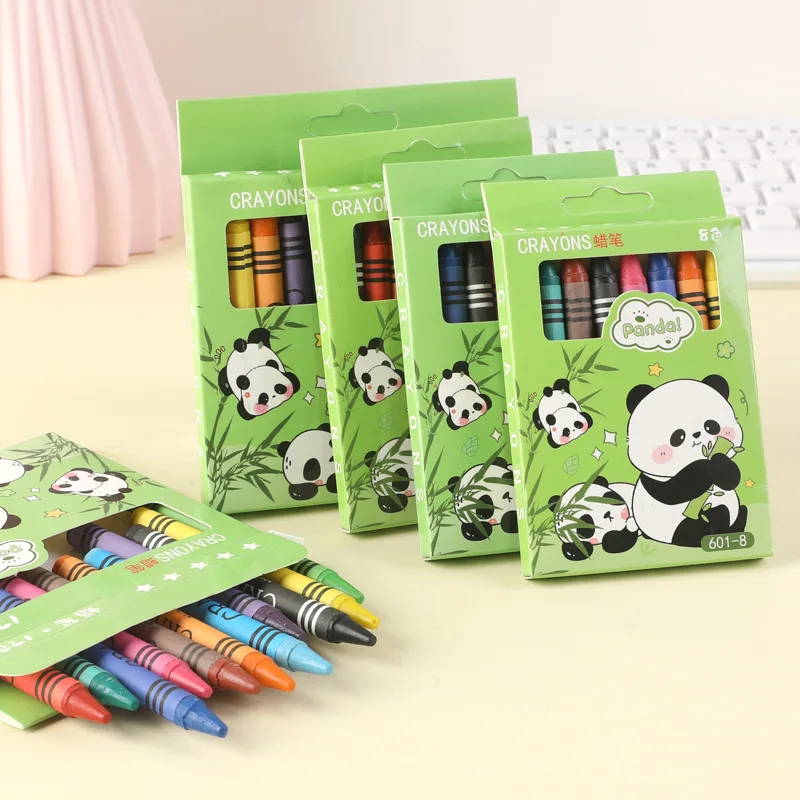 8/12 Colors Cartoon Panda Multi-Color Crayons Creative Gift Students Children Painting Stationery Washable Oil Painting Stick colored crayons oil painting sticks children painting supplies