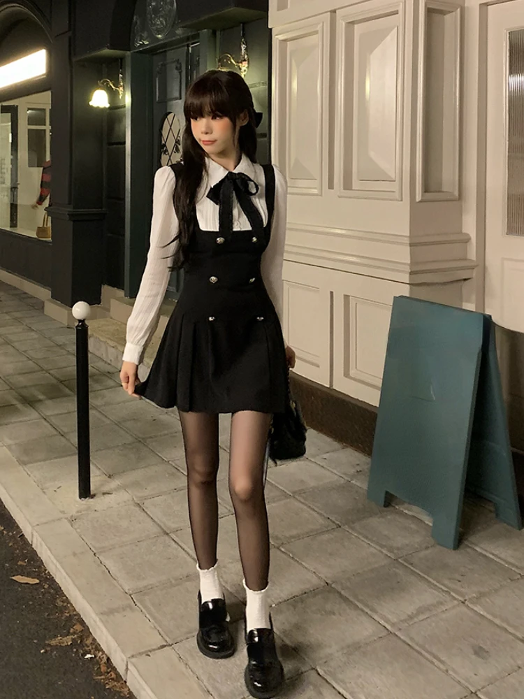 ZYSWCHB Lolita Kawaii Y2k Mini Abito Donna Manica Corta Vintage Abito Corto da Festa Un Pezzo Dolce Moda Coreana 2023 Abito Chic Estivo (Color : Mini Dress, Size : S
