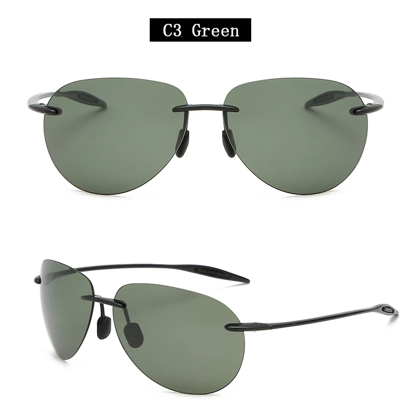 Neue ultraleichte rahmenlose bunte polarisierte Sonnenbrille für Männer und Frauen aus TR90-Material, geeignet für Freizeit und Urlaub, UV400. – Detail 10