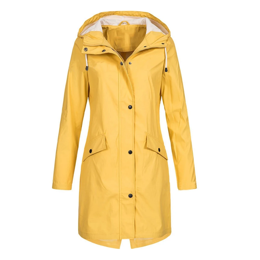 

Women Jacket Hooded Long Sleeve Mountaineering Non Strech Plus Waterproof Hooded Polyester Rain Outdoor Comfy Fashion