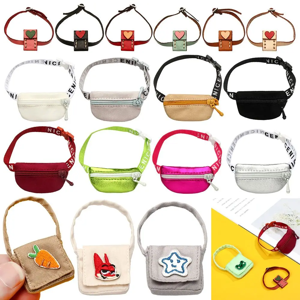 Vest Cloth Bag PU Leather Bag Purse Dollhouse 1/6 1/8 1/12 Dolls Backpack OB11 Doll Accessories Kids Toys Fashion Accessory 2