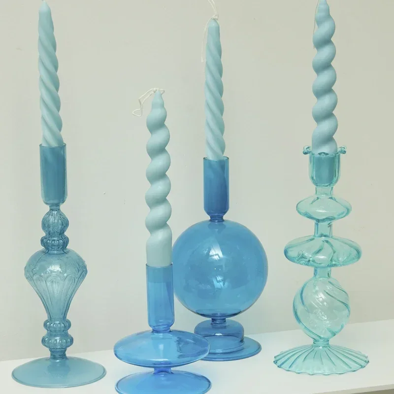Decorative Candle Holders Colorful Glass Flower Vase for Home Decoration Wedding Decoration Centerpieces Candlestick Gift candle holders