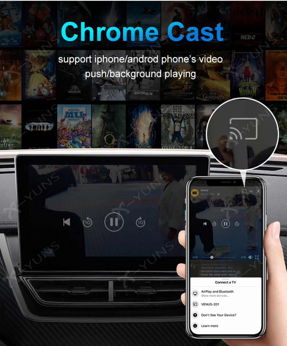 Apple Carplay sans fil et Android Auto sur Peugeot 208 écran d