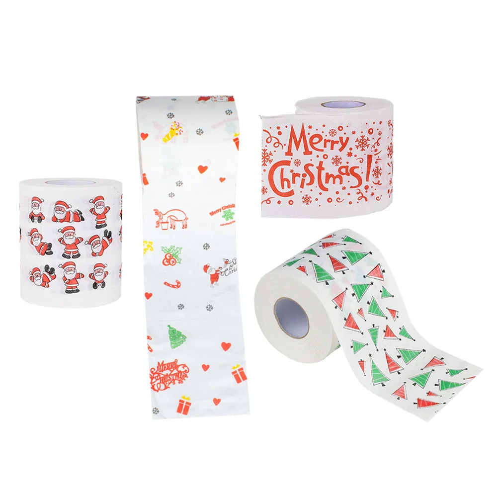 

4 Rolls Paper Napkin Toilet Tissue Kitchen Accessory Christmas Gifts Ornaments Scroll Soft