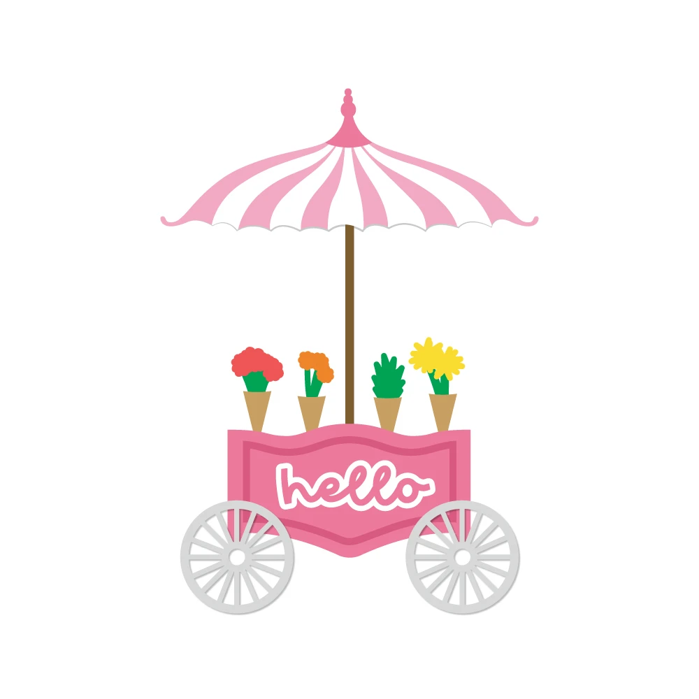 

Hello Flower Cart Metal Cutting Dies Scrapbooking For Card Album Photo Making Crafts DIY Stencil New 2024