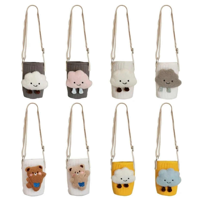 

Kids Water Bottle Bag with Cloud Decor, Embroidered Cloud Shaped Cildren's Water Cup Storage Case