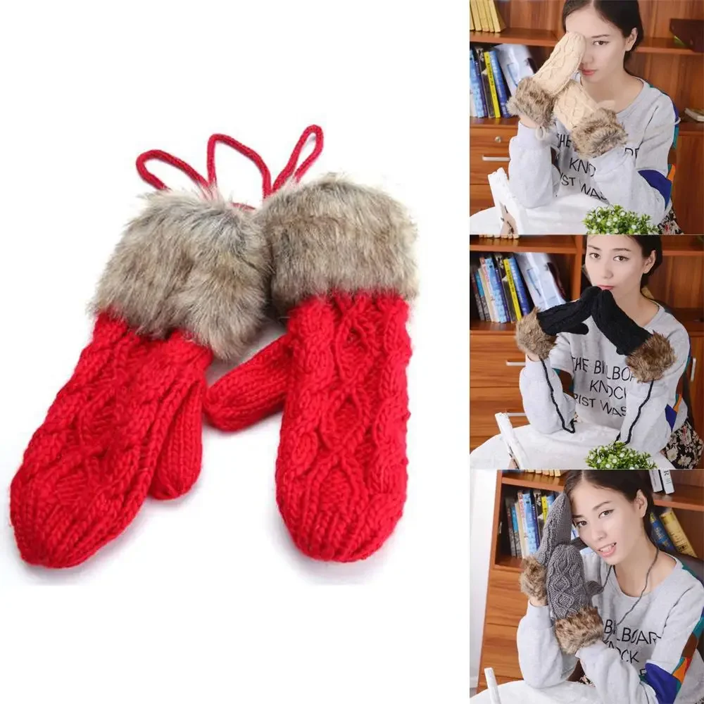 

1pair Women Warm Gloves Women Thicken Keeping Warm Girls Woolen Female Winter Warmer Mittens Fingerless Arm Crochet Knit Gloves