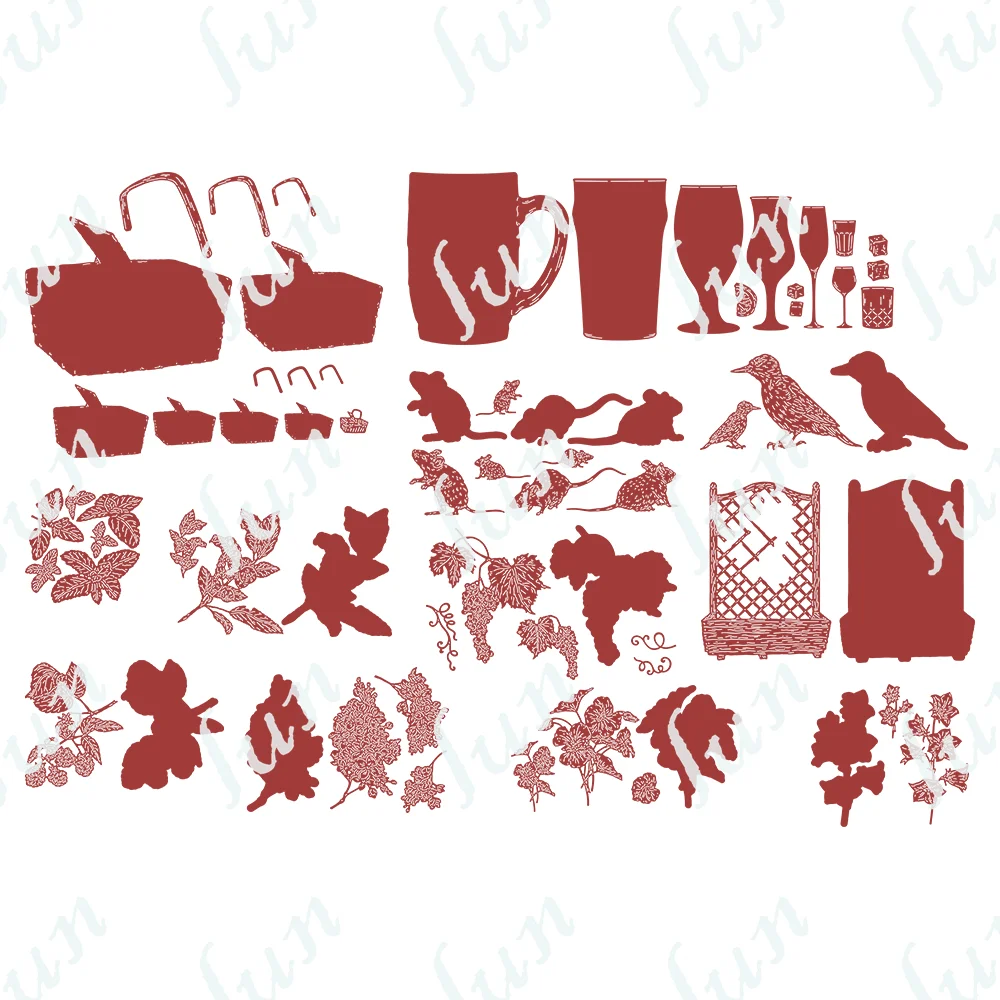 

Reusable Two Red Robins Flowers Metal Cutting Dies for Scrapbooking Diary Decoration Embossing Template DIY Paper Cards Album