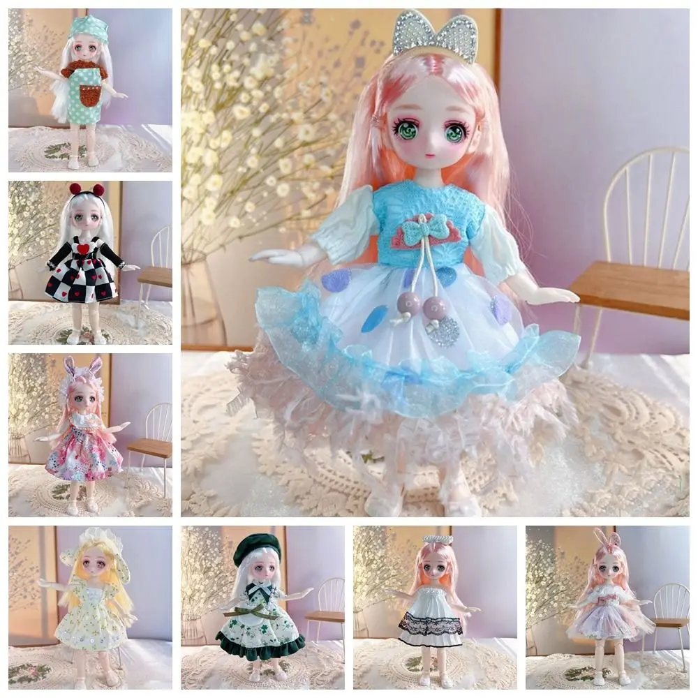 

23cm BJD Doll and Clothing 3D Simulation Eyes Comics Face Multiple Movable Joint Hinge Doll Girl DIY Dress Up Toy Birthday Gift