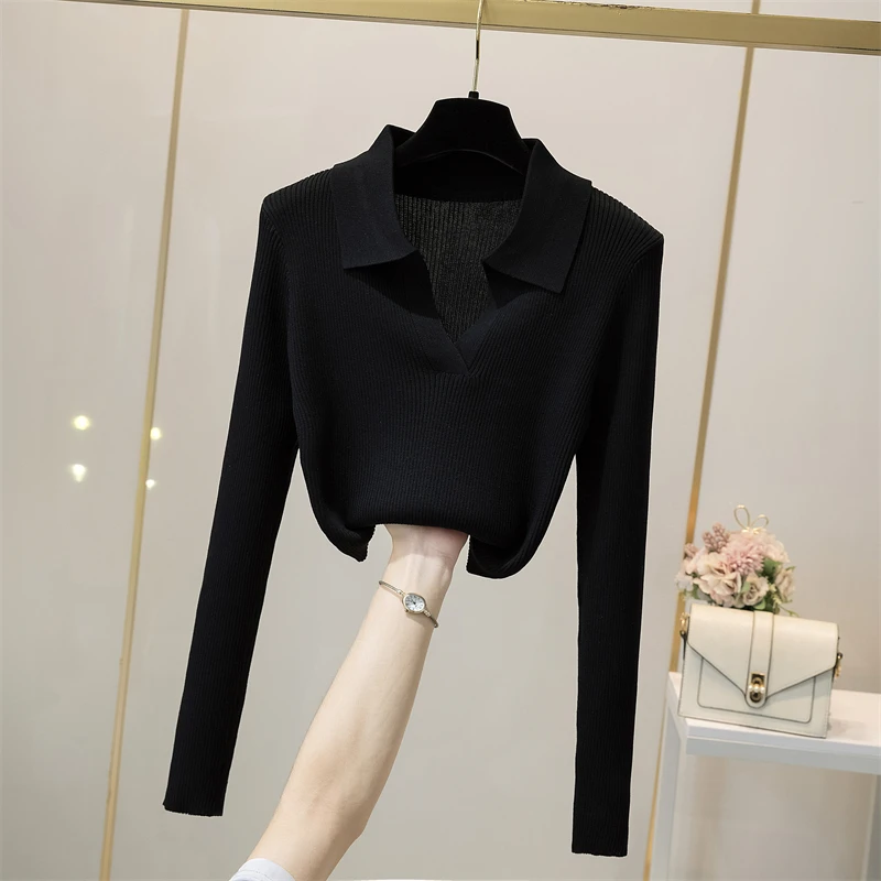 Y2k Tops Harajuku Autumn Winter Cropped Solid Streetwear Basic Women Fashion Clothing V Neck T Shirts Party Ropa De Mujer Tees