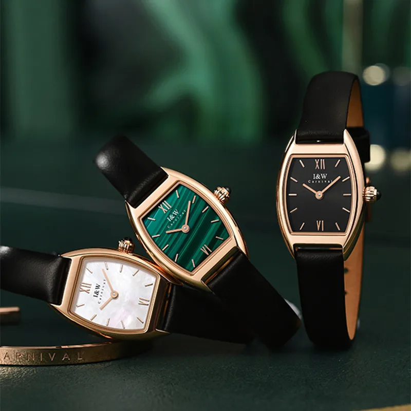 CARNIVAL Brand Fashion Quartz Wristwatches Luxury Ultrathin Square Case Rose Gold Girls Watch Waterproof for Women Reloj Mujer