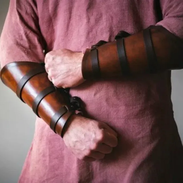 Protège-bras En Cuir Synthétique Médiéval LARP Viking Pour Homme Et Femme - Style Mercenaire Et Chevalier Renaissance