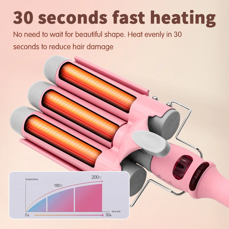 YAWEEN Lcd Curling Iron Professional Ceramic Hair Curler 3 Barrel Hair Curler Irons Wave Fashion Styling Tools hair curler hair iron