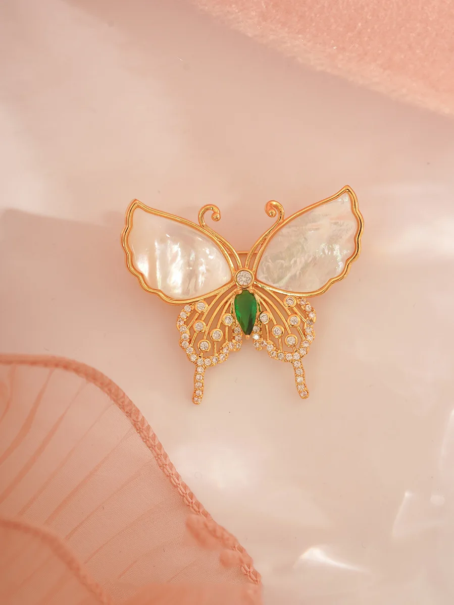 Retro Schmetterling Brosche Damen Hochwertige Nische High-End Exquisite Corsage Anzug Mantel Zubehör Pin – Detail 3