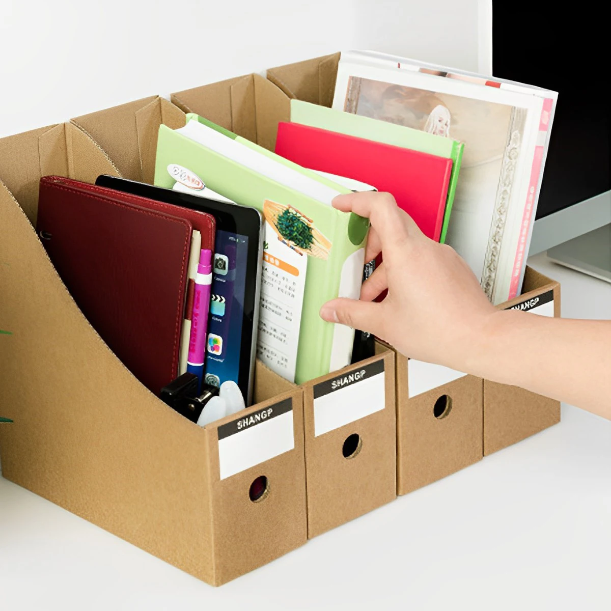 5/10Pcs Magazine File Holder Desk Storage Organizer Foldable Office Desk File Organizer Bookshelf 27x26x9cm Desktop Accessories