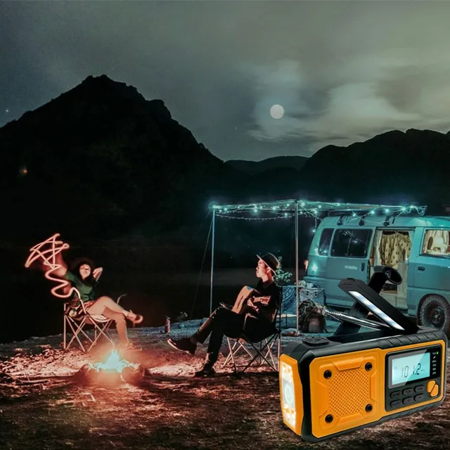 LOTOTG Portable Emergency Solar Power Radio Hand Crank Charging AM/FM Weather Radio Led Reading Flashlight Bank Phone Charger 6