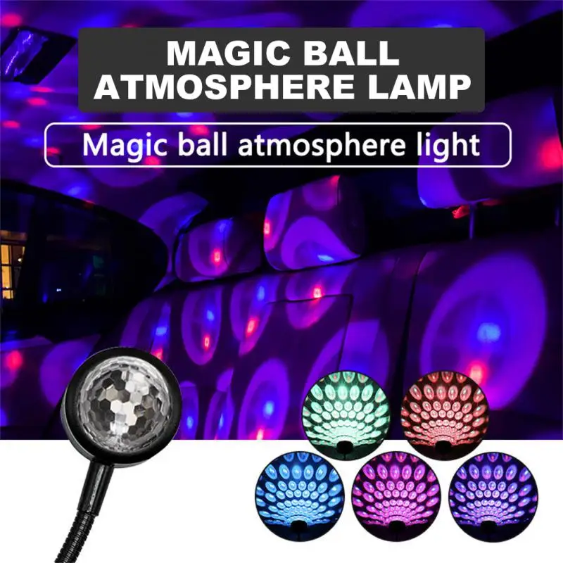 

Car Voice-activated Projector Lamp StarrySky Light USB Interface Ambient DJ Car Mini Disco Ball Light 9 Modes RGB Neon Car