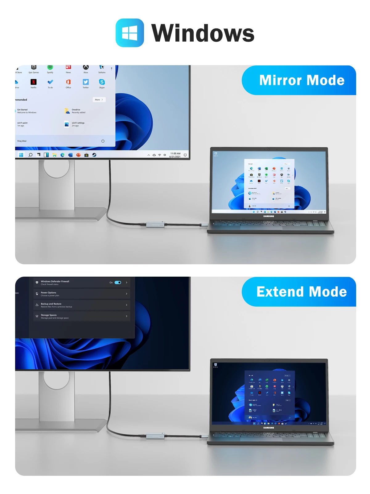 Lemorele USB to HDMI Adapter Compatible Converter 1080P USB Male to HDMI Female External Graphics Video Card Adapter Cable