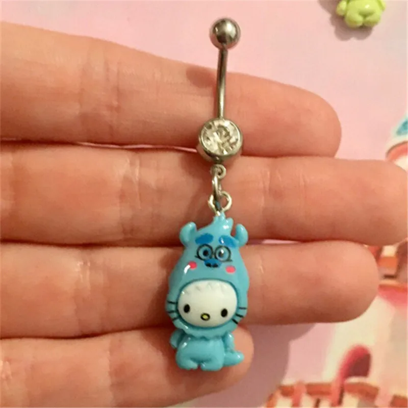 Sanrio Hello Kitty Womens 14G Belly Button Ring - Pink Crystal and  Stainless Steel Dangle Belly Ring - Officially Licensed: Buy Online at Best  Price in UAE - Amazon.ae