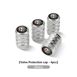 Waterproof Car Wheel Tire Valve Caps - Airdust Resistant Tyre Rim Stem Covers (ROMEO - A - silver - 4PCS)