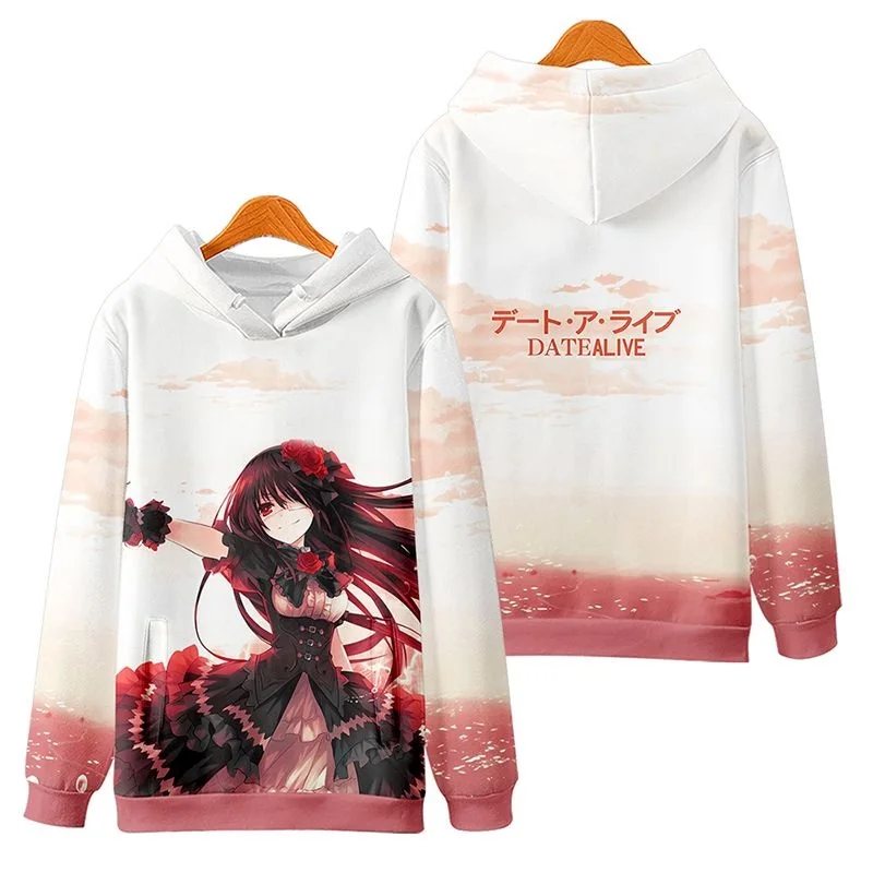 Tokisaki Kurumi Cosplay Unisex Hood Hoodie Long Sleeves Tops Men