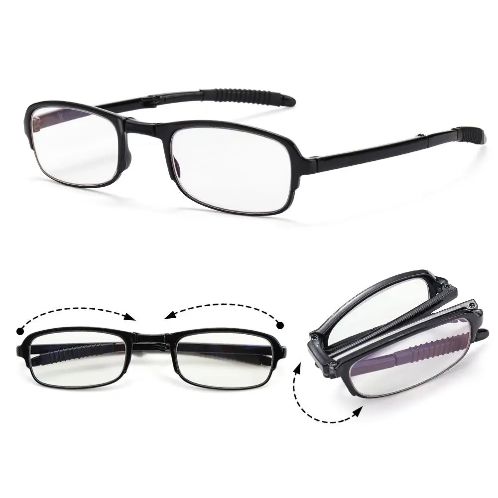 TR90 Klappbare Lesebrille mit Reißverschlussetui für Damen und Herren, tragbar, leicht, Presbyopie-Brille, quadratische Vergrößerungsbrille – Detail 2