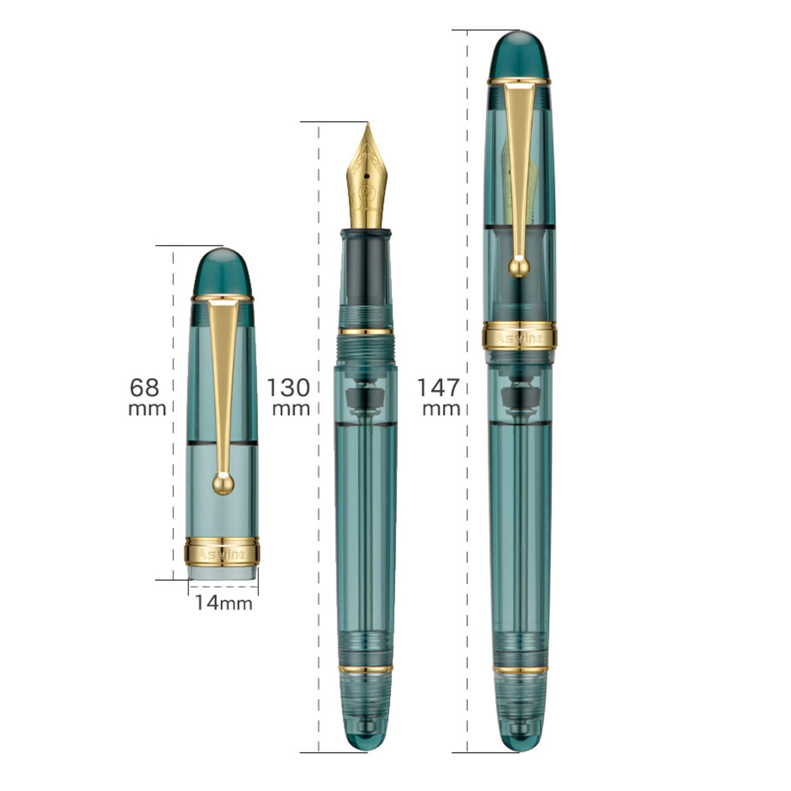 New ASVINE V126 Acrylic Fountain Pen Stone Green Transparent Vacuum Filling writing ink pens Student Business Office stationery