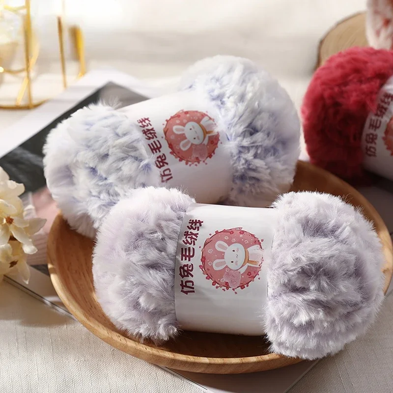 Super Soft Fluffy Fur Yarn - 2 Rolls (100g Each) Chunky Knitting Crochet Yarn For Scarves, Blankets, Hats - View #11