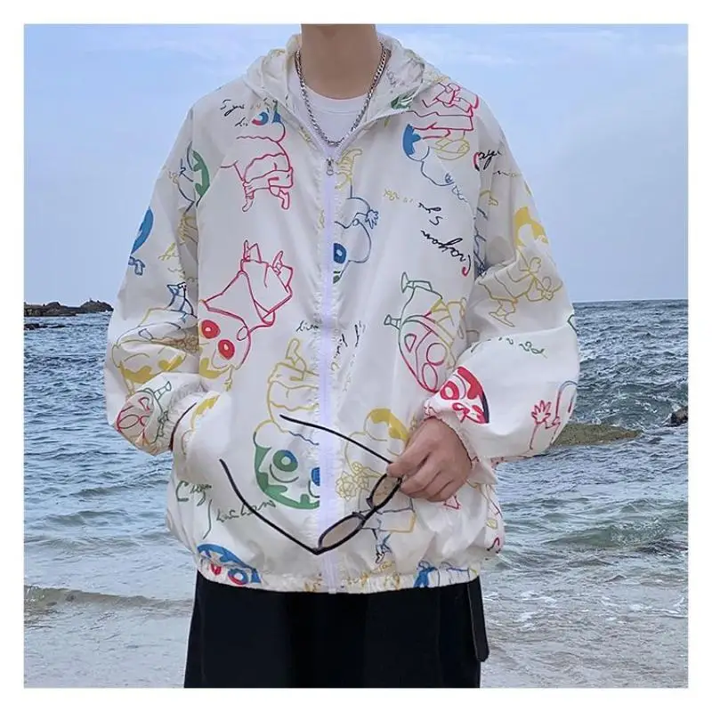 

Crayon Shin-Chan Солнцезащитная одежда Мультяшные парные летние выходные пальто с длинным рукавом и капюшоном Солнцезащитная одежда Топ подарок для девушки