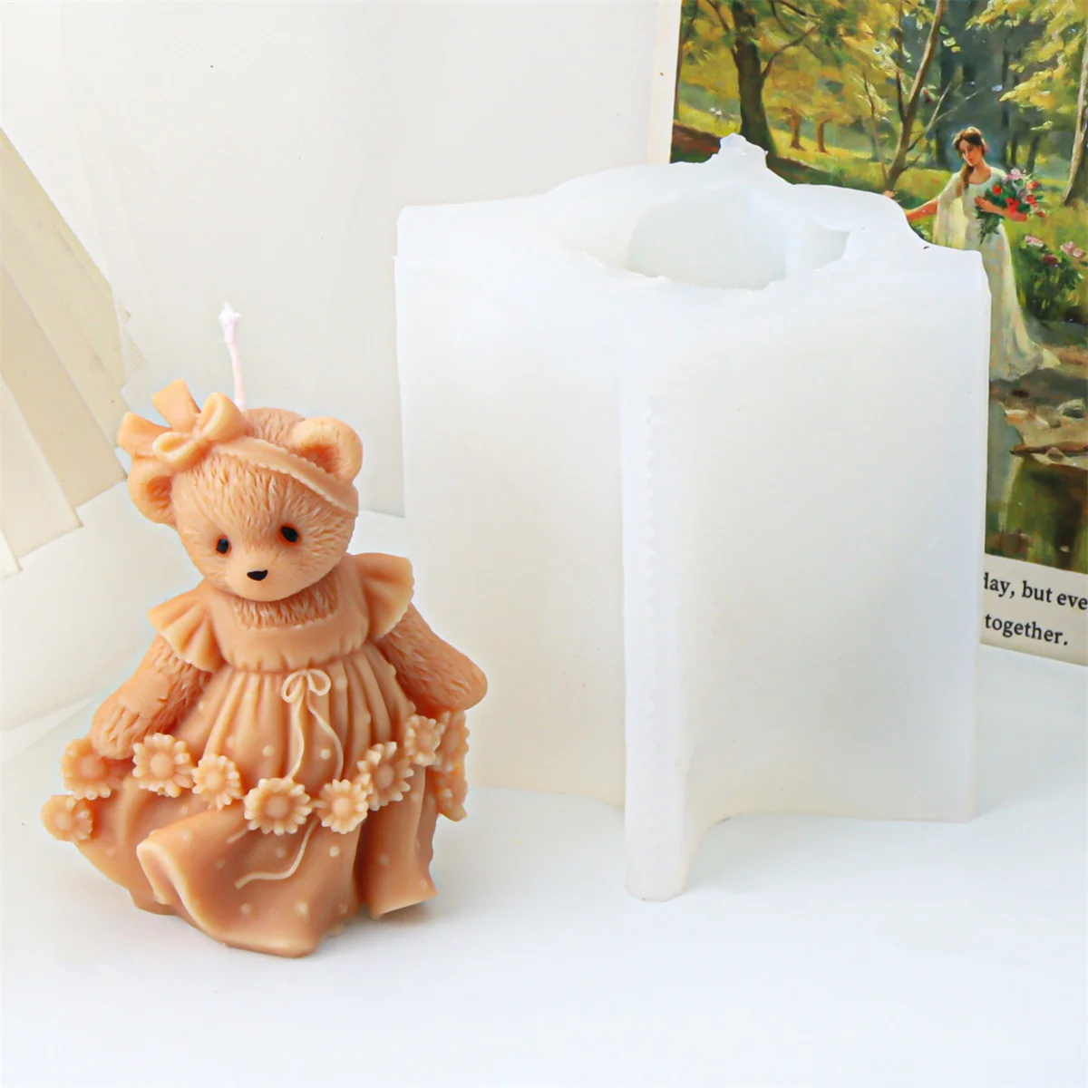3D Cute Bear Family Candle Mold Silicone Making Handmade Soap Craft Wax Resin Plaster Home Decorations Animals Mould Craft Gifts