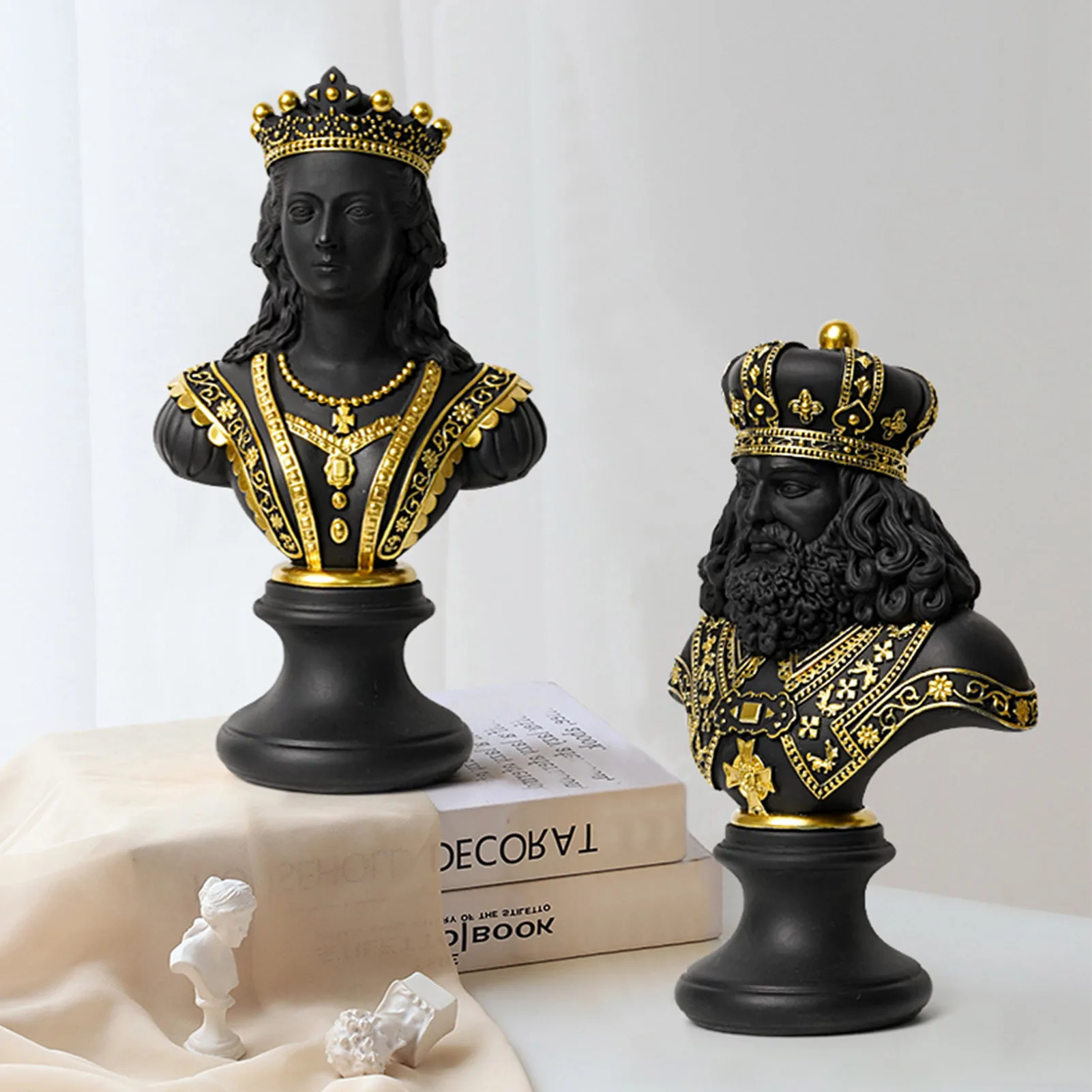 Escultura de peça de xadrez Queen – Estátua de xadrez do Rei Rainha  Cavaleiro retrô de resina para artesanato de escritório, estatuetas  colecionáveis, decoração de casa para escritório, estante de mesa, armário