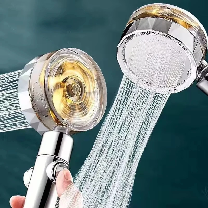 Pressurized Shower Head 360 Degree Water Saving Rotation Turbo Propeller Fan Bathroom Accessories 2