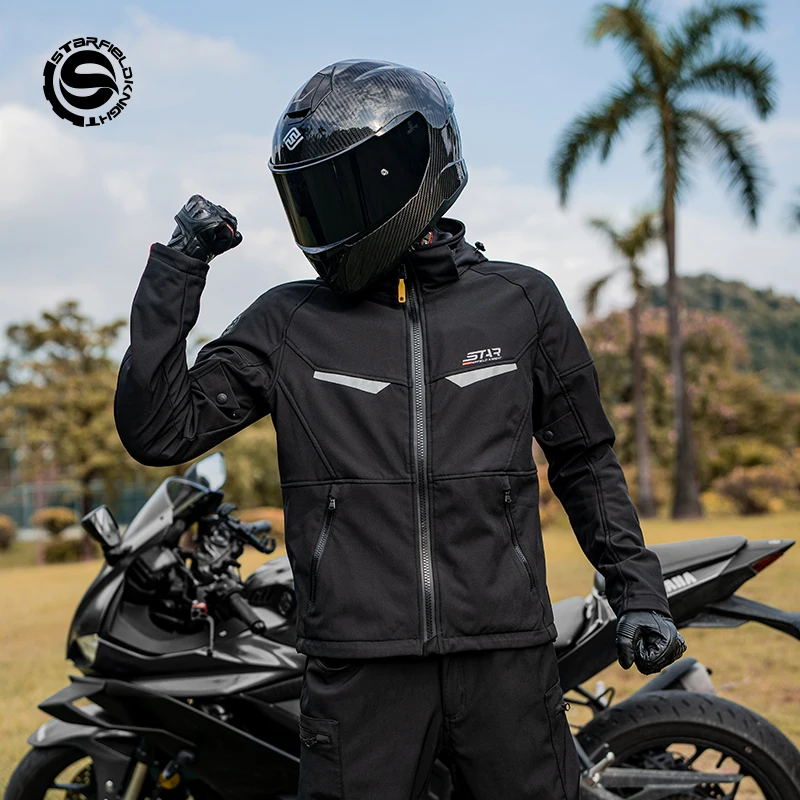 

Мотоциклетная куртка Star Field Knight, зимняя плюшевая Теплая мужская одежда для велоспорта, ветрозащитная одежда с сертификатом CE