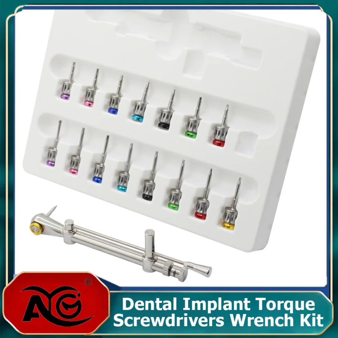 1Box AG Dental Implant Screwdriver Torque Wrench with Self-Sealing Sterilization Bag with 16Pcs Screw Driver Restoration Tools