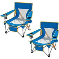 2022 New Blue Folding Camping Chair Low Seat Portable Lightweight Chair With Cup Holder And Front Pocket For Outdoor 1