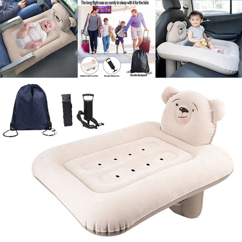 Cartoon Children Inflatable Travel Bed Airplane Car Highspeed Railway Sleep Air Matt Air Cushion Car Camping Interior Accessory