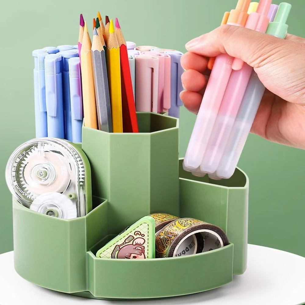 Pencil Pen Holder 7 Slots 360 Degree Rotating Desk Organizer Desktop Storage Stationery Supplies pen holder desk organizer pen and brush holder