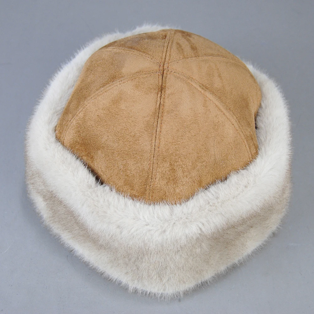 Ushanka Hat False Mink Fur Hats For Women Warm Russian Winter Hat Luxurious Mink Fur Cap