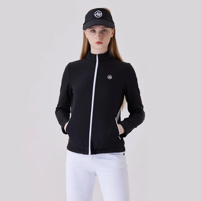 AW Autumn and Winter New Golf Jacket Outdoor Sports Stand Collar Slim-fit Leece Trench Coat Women Warm Long Sleeve Golf Apparel