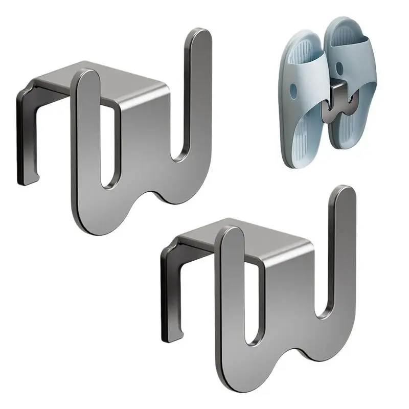 

2pcs Wall Mounted Shoe Rack Foldable Shoes Hanger Slippers Drain Storage Rack Shelf Shoes Hanging Holder Bathroom Organizer