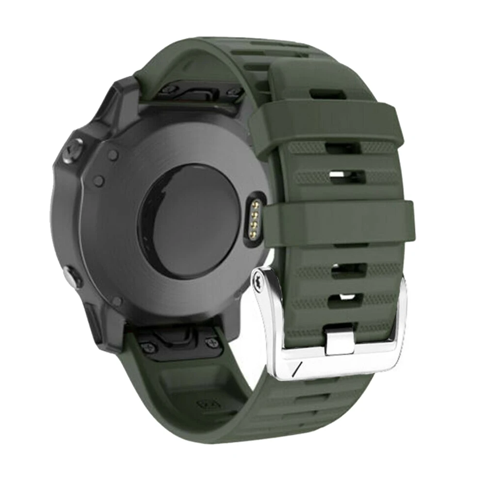 Premium Solar Silver Clasp Silicone Watch Band with QuickFit System
