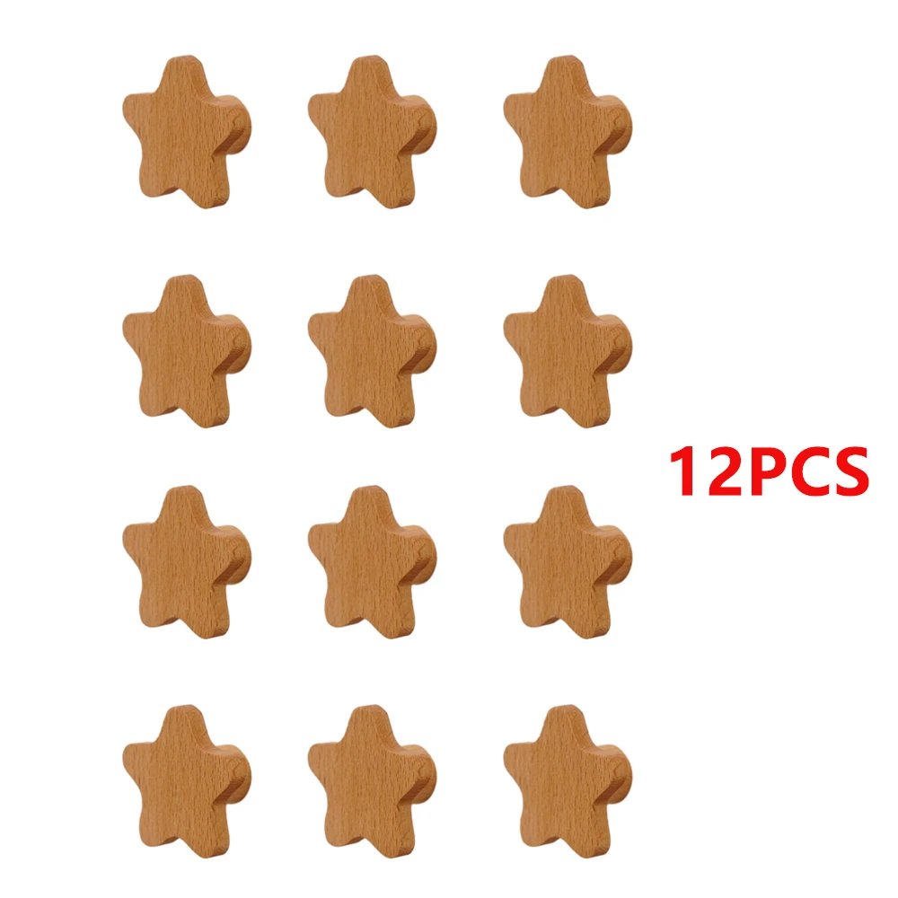 Cloud Drawer Wooden Knobs Cloud/Star Shape Furniture Handles 6/12PCS Cloud Star Children Cabinet Wood Pulls Knobs With Screws
