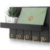 Wall Mounted Mail Holder Wooden Key Holder Rack Mail Organizer with 5Key Hooks  Rustic Home Decor for Entryway or Mudroom 1