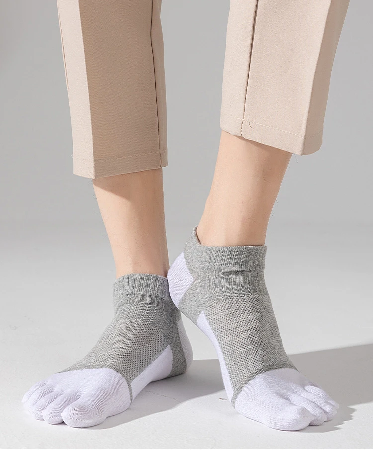 6 Paar Herren-Socken mit 5 Fingern, Baumwolle, Sommer, dünne, atmungsaktive Socken, elastisch, schweißabsorbierend, gestreifte Zehen, sportliche Sportsocken – Detail 14