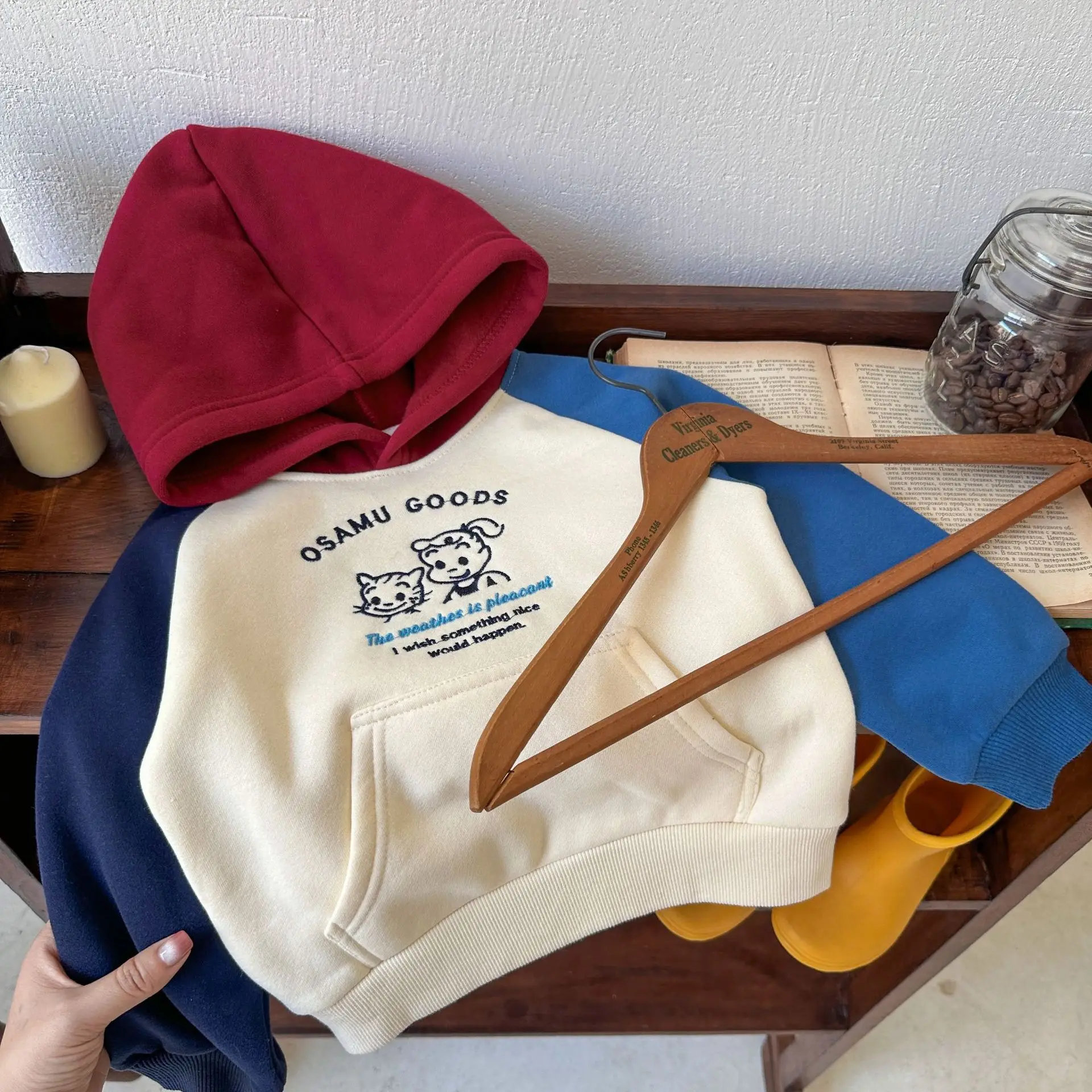 

2023 Autumn Winter Girls Boys Casual Soft Warm Fleece Hooded Sweatshirts Baby Kids Children Outerwear