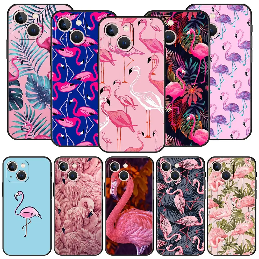 Flamingo Luxe Silicone Shockproof Phone Case - Pink Red