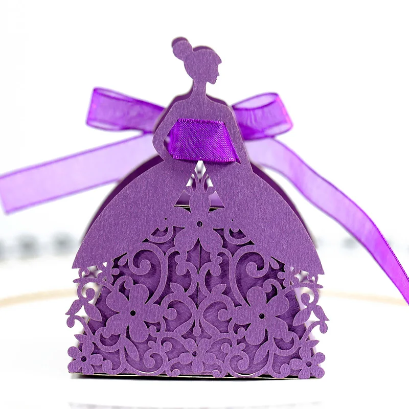 Laser Cut Pearl Paper Gift Boxes with Ribbon – Elegant Candy Chocolate Packaging for We... - SKU GBR17058 - UGI Packaging