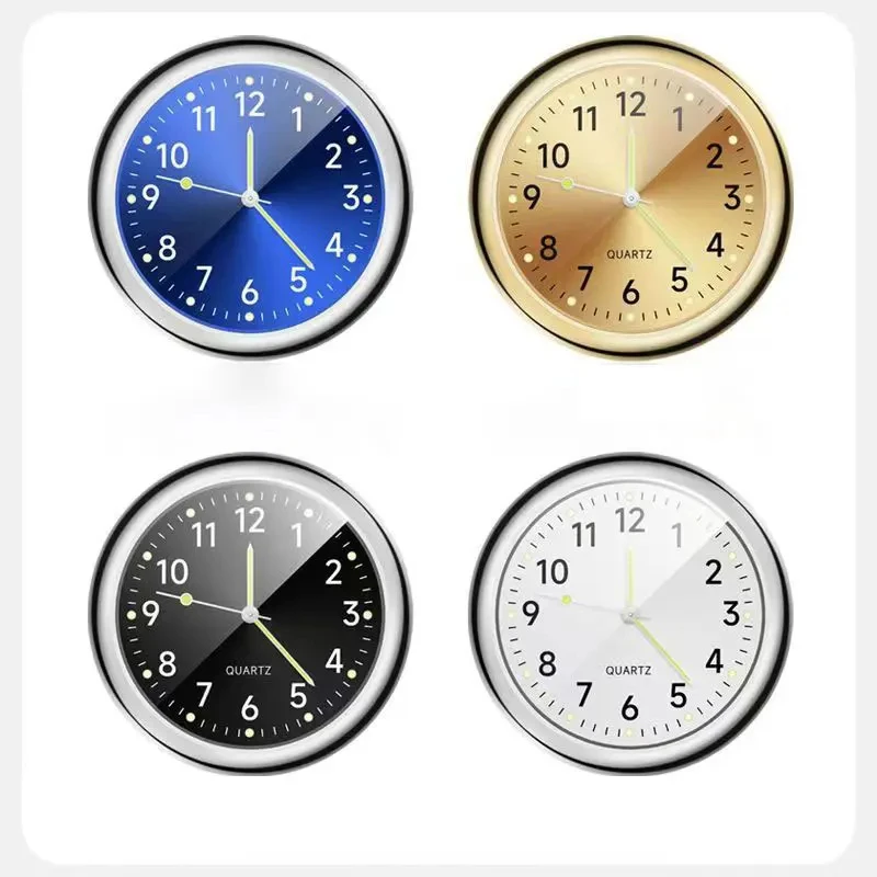 Car Clock Luminous Mini Automobiles Internal Stick-On Digital Watch Mechanics Quartz Clocks Auto Ornament Accessories Gifts