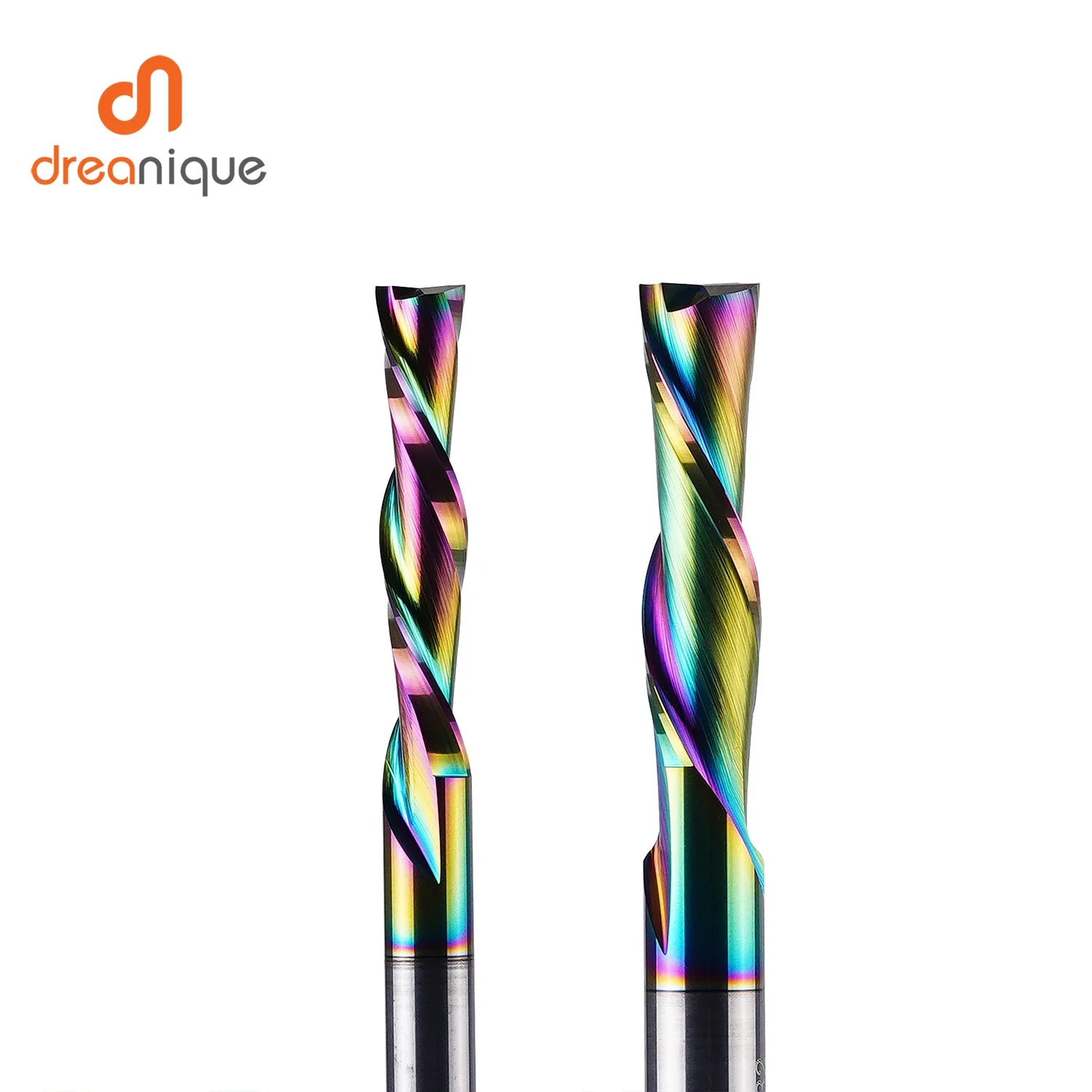 Dreanique 1 Stück DLC-Beschichtung Vollhartmetall-Fräser 3,1, 4,6,8, 10,6,35 mm 2-schneidiger Spiralfräser Schaftfräser Holz MDF Down Cut