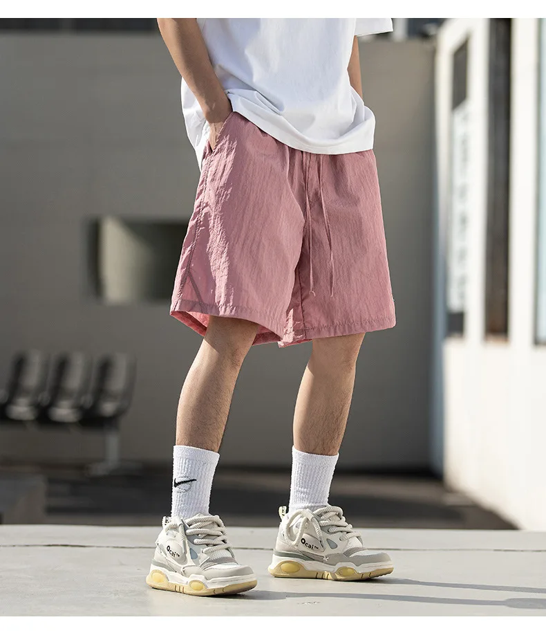 Beach shorts versatile straight-leg casual contrasting embroidered cropped pants sweatpants